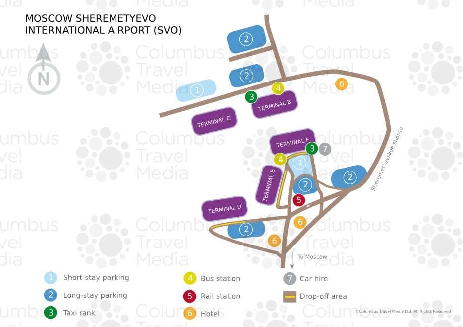 Mapa lotniska Szeremietiewo i terminali (SVO)