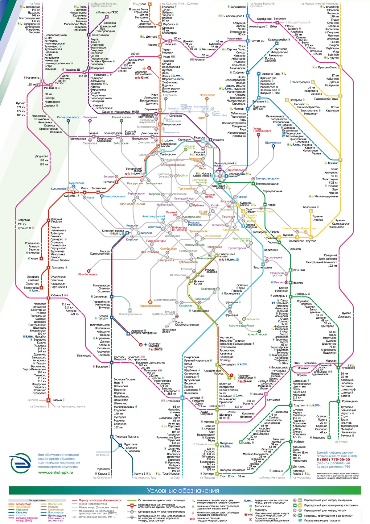 Mapa moskiewskiej kolei miejskiej i podmiejskiej